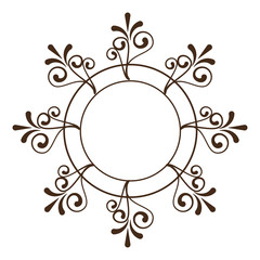 decorative vintage frame in circle shape icon over white background. vector illustration