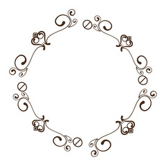 decorative vintage frame in circle shape icon over white background. vector illustration