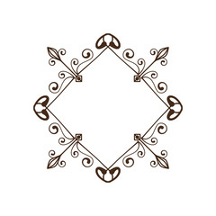 decorative vintage frame in rhombus shape icon over white background. vector illustration