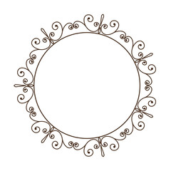 decorative vintage frame in circle shape icon over white background. vector illustration