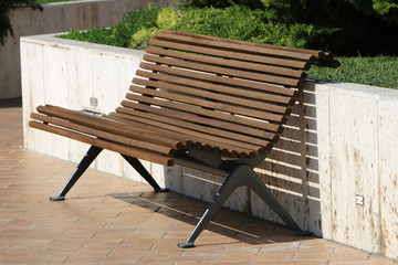 Park bench on sunny day