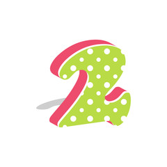 cute candy-colored 3d number two