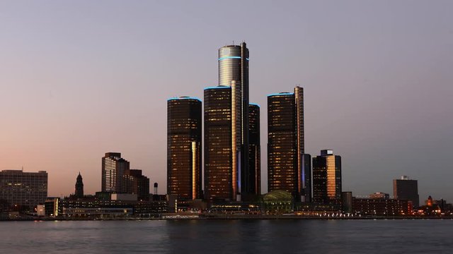 4K UltraHD Night timelapse of the Detroit skyline