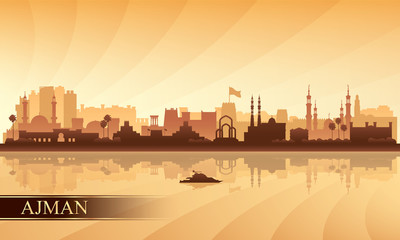 Ajman city skyline silhouette background