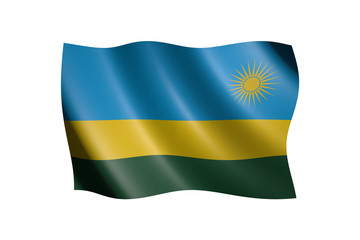 Flag of Rwanda isolated on white, 3d illustration