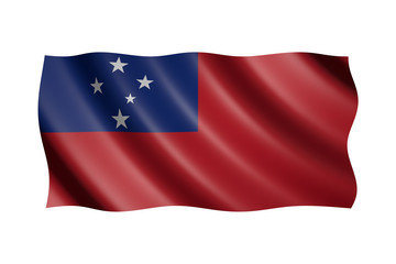 Flag of Samoa isolated on white, 3d illustration