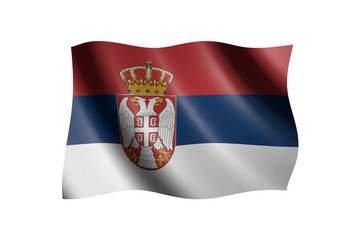 Obraz premium Flag of Serbia isolated on white, 3d illustration