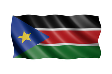 Obraz premium Flag of South Sudan isolated on white, 3d illustration