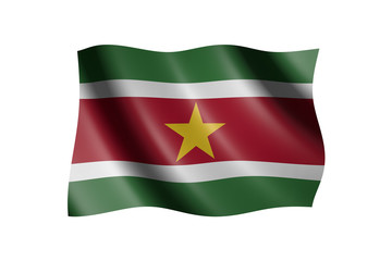 Flag of Suriname isolated on white, 3d illustration