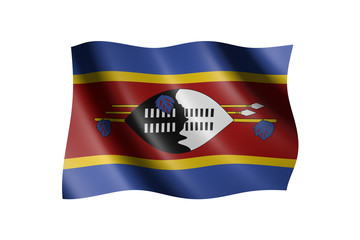 Flag of Swaziland isolated on white, 3d illustration