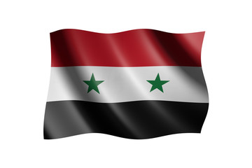 Flag of Syria isolated on white, 3d illustration