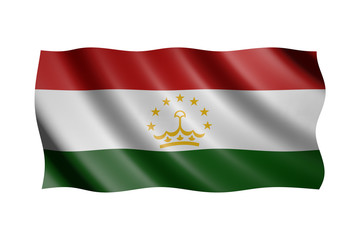 Obraz premium Flag of Tajikistan isolated on white, 3d illustration