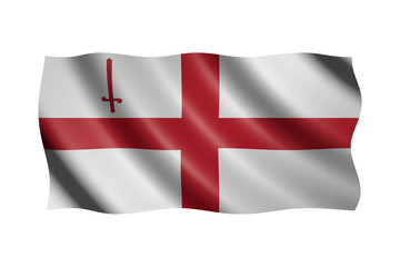 Obraz premium Flag of the City of London isolated on white, 3d illustration