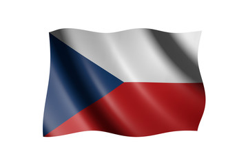 Flag of the Czech Republic isolated on white, 3d illustration