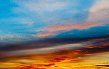 Naklejka na ściany i meble Blue sky with clouds on sunset
