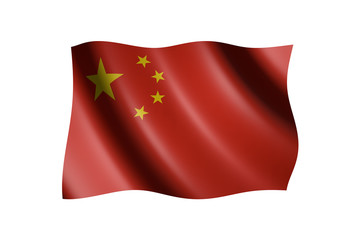 Flag of China isolated on white, 3d illustration