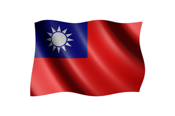 Flag of the Republic of China isolated on white, 3d illustration