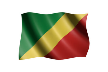 Flag of the Republic of the Congo isolated on white, 3d illustration