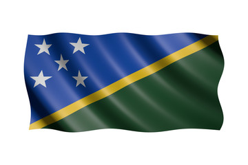 Flag of the Solomon Islands isolated on white, 3d illustration