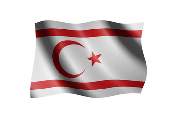 Flag of Northern Cyprus isolated on white, 3d illustration