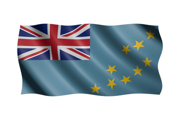 Flag of Tuvalu isolated on white, 3d illustration