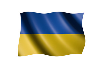 Flag of Ukraine isolated on white, 3d illustration