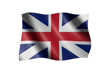 Flag of Great Britain isolated on white, 3d illustration