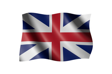 Obraz premium Flag of Great Britain isolated on white, 3d illustration