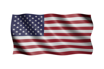 Flag of the United States of America isolated on white, 3d illustration