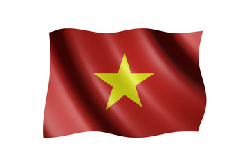 Flag of Vietnam isolated on white, 3d illustration