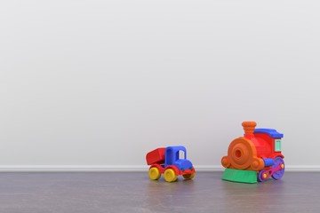 Obraz premium Part of interior with toy car ,3D rendering