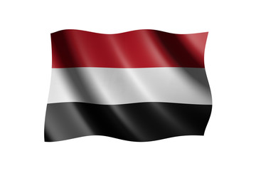 Flag of Yemen isolated on white, 3d illustration