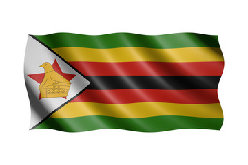 Flag of Zimbabwe isolated on white, 3d illustration