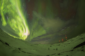 Northern Lights on the Kola Peninsula. Teriberka, Murmansk region, Russia