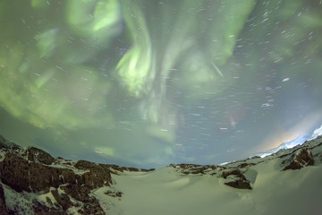 Northern Lights on the Kola Peninsula. Teriberka, Murmansk region, Russia