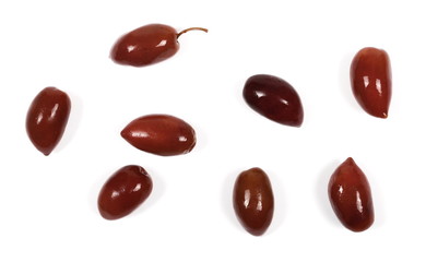 Black olives isolated on white background