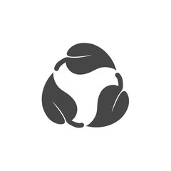Leaf in Recycling Symbol Icon Flat Graphic Design - Illustration