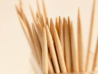 cocktail sticks on a white background close macro