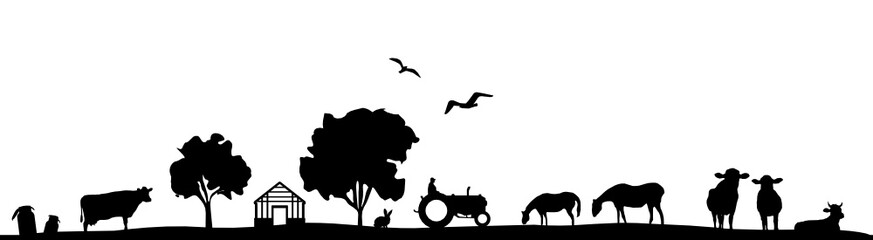 Silhouette Feld und Tiere © SimpLine