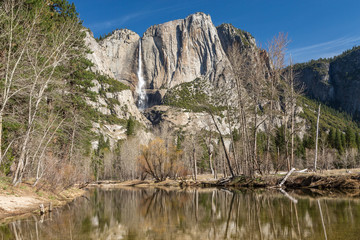 Upper Falls, Yosemite, Reflected in Merced River, Late Spring
