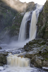 Waterfall in the Uces river. Salamanca, Spain.