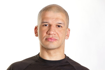 Obraz premium Portrait of colorful shaven man on a white background