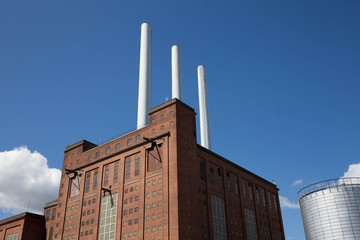 Svanemølle, danish power plant from Copenhagen over the blue sky