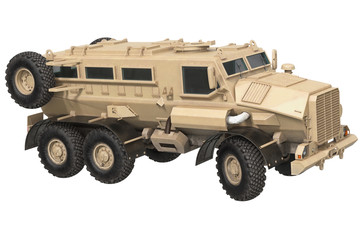 Fototapeta premium Truck beige armored transport defense vehicle. 3D rendering