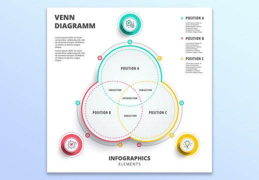 Venn Diagram Infographic with Illustrated Icons