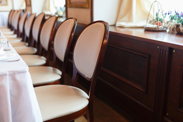 Wedding interior with row of chairs