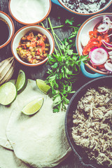 Preparation of classic street food burritos
