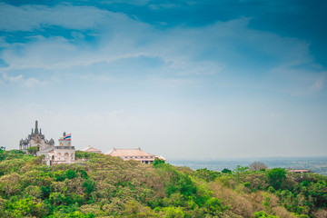 Fototapeta na wymiar Landscape thailand Temple on topof mountain, Khao Wang
