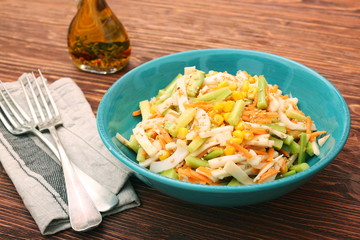 Calamari salad with carrot and cucumber