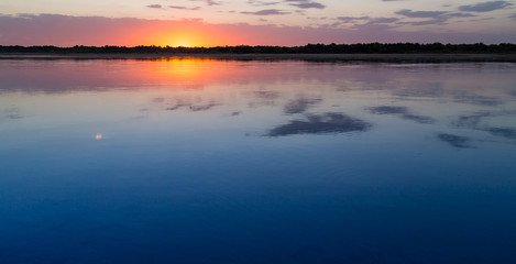 sunset on the lake as a backdrop